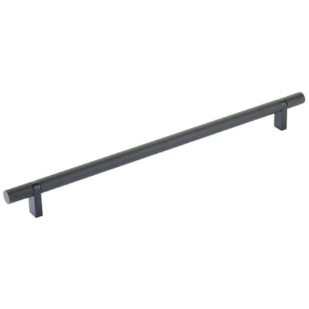 Emtek Knurled 12 Inch Center to Center Bar Cabinet Pull with Rectangular Bar Stem from the SELECT Collection Flat Black / Flat Black Stem