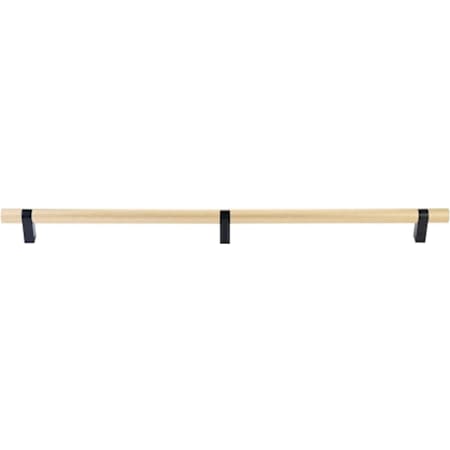 Emtek Knurled 24 Inch Satin Brass Center to Center Bar Appliance Pull with Rectangular Bar Stem and Choice of Stem Finish from the SELECT Collection Satin Brass / Flat Black Stem