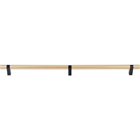 Emtek Smooth 24 Inch Satin Brass Center to Center Bar Appliance Pull with Rectangular Bar Stem and Choice of Stem Finish from the SELECT Collection Satin Brass / Flat Black Stem