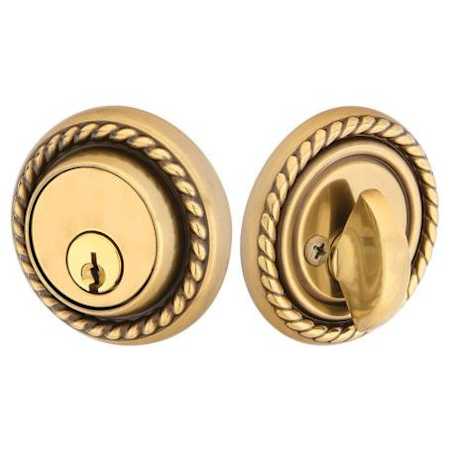 Emtek Rope Style Designer Brass Single Cylinder Deadbolt French Antique