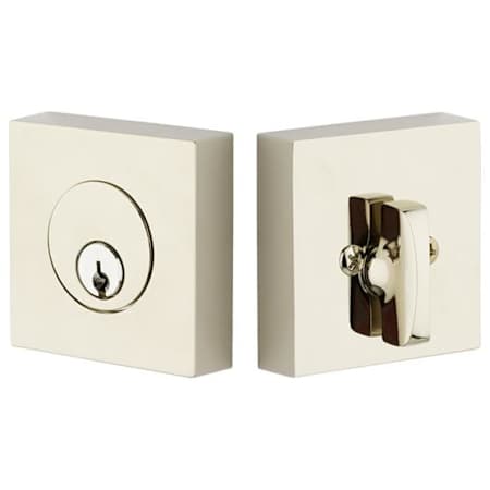 Emtek Square Brass Modern Single Cylinder Keyed Entry Deadbolt Polished Nickel