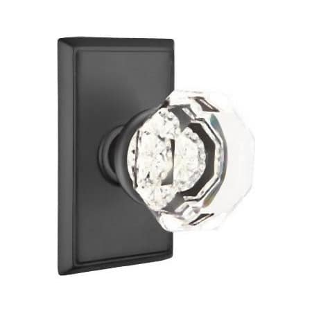 Emtek Old Town Non-Turning Two-Sided Dummy Door Knob Set with Rectangular Rose from the Brass Crystal Collection Flat Black