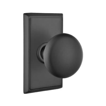 Emtek Providence Non-Turning Two-Sided Dummy Door Knob Set with Rectangular Rose from the Brass Classic Collection Flat Black
