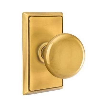Emtek Providence Non-Turning Two-Sided Dummy Door Knob Set with Rectangular Rose from the Brass Classic Collection French Antique