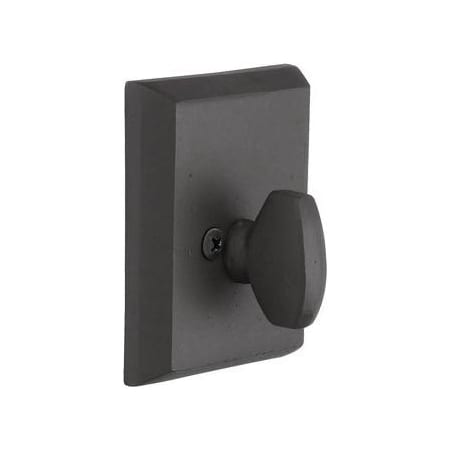 Emtek Rustic Modern Rectangular One Sided Deadbolt from the Sandcast Bronze Collection Flat Black Bronze