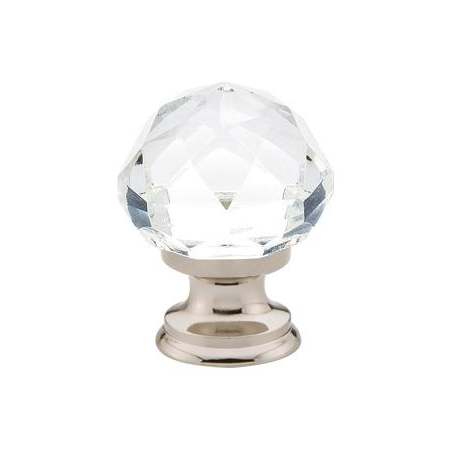 Emtek Diamond Glass 1 Inch Mushroom Cabinet Knob Polished Nickel