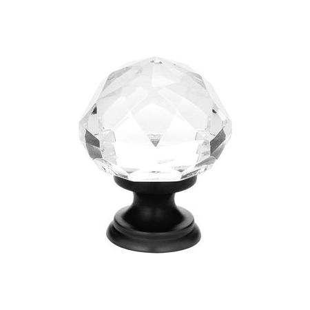 Emtek Diamond Glass 1 Inch Mushroom Cabinet Knob Flat Black