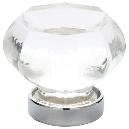 Emtek Old Town Glass 1-1/4 Inch Geometric Cabinet Knob Polished Chrome