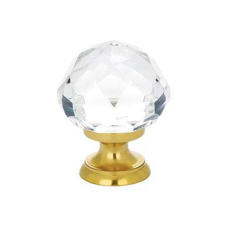 Emtek Diamond Glass 1-1/4 Inch Mushroom Cabinet Knob Polished Brass