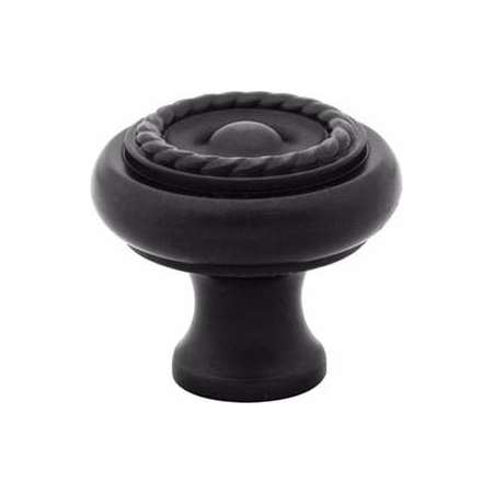 Emtek Rope 1 Inch Mushroom Cabinet Knob Flat Black