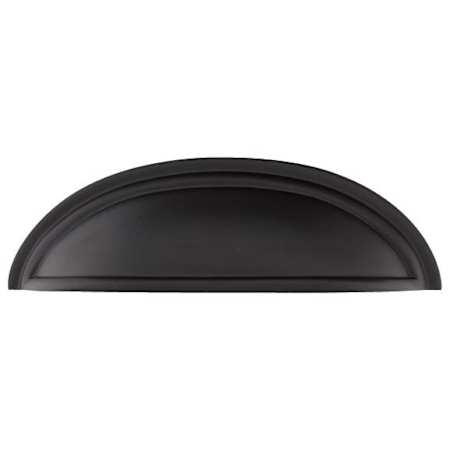 Emtek Cup 4 Inch Center to Center Cabinet Pull from the Traditional Collection Flat Black