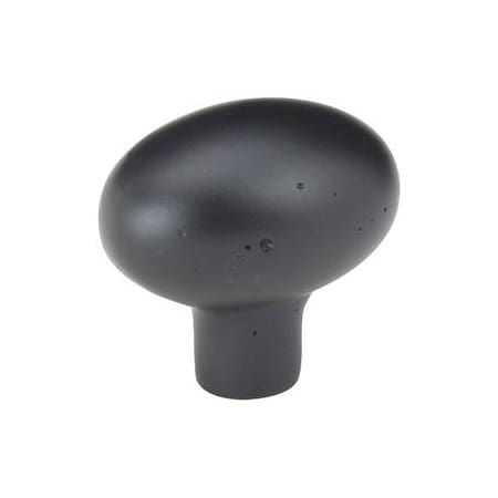 Emtek Sandcast Egg 1-3/4 Inch Oval Cabinet Knob from the Sandcast Bronze Collection Flat Black