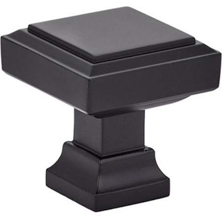 Emtek Geometric Square 1-1/4 Inch Square Cabinet Knob from the Geometric Collection Flat Black