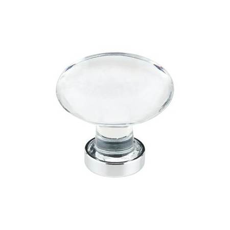 Emtek Hampton 1-1/4 Inch Oval Cabinet Knob from the Glass Collection Polished Chrome