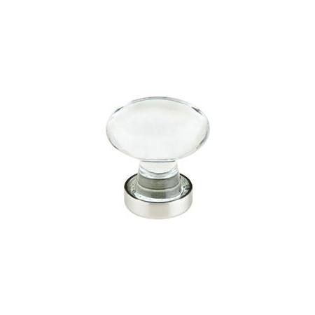 Emtek Hampton 1-3/4 Inch Oval Cabinet Knob from the Glass Collection Satin Nickel