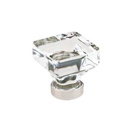 Emtek Lido Glass 1-3/8 Inch Square Cabinet Knob Polished Nickel