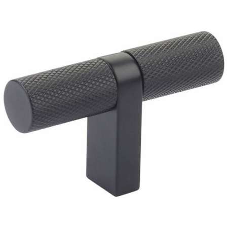 Emtek Knurled 2-1/4 Inch Bar Cabinet Knob with Rectangular Bar Stem from the SELECT Collection Flat Black / Flat Black Stem