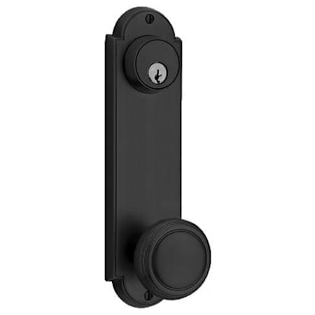 Emtek Delaware Series Single Cylinder Keyed Entry Set with 9 Inch Tall Backplate From the American Classic Collection Flat Black