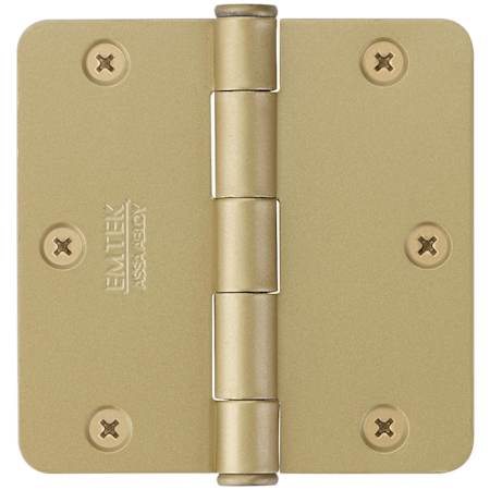 Emtek 3.5" x 3.5" Plain Bearing 1/4" Radius Corners Mortise Hinge - Pair Satin Brass
