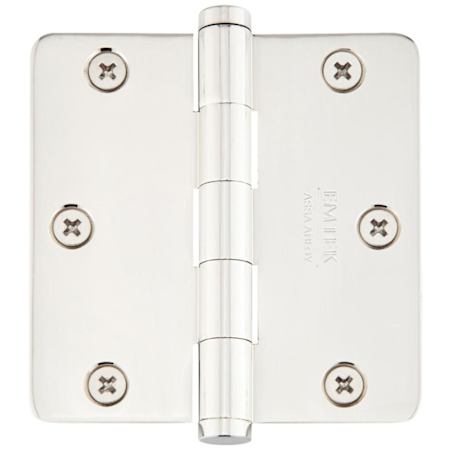 Emtek 3.5" x 3.5" Plain Bearing 5/8" Radius Corners Mortise Hinge - Pair of Hinges Polished Nickel