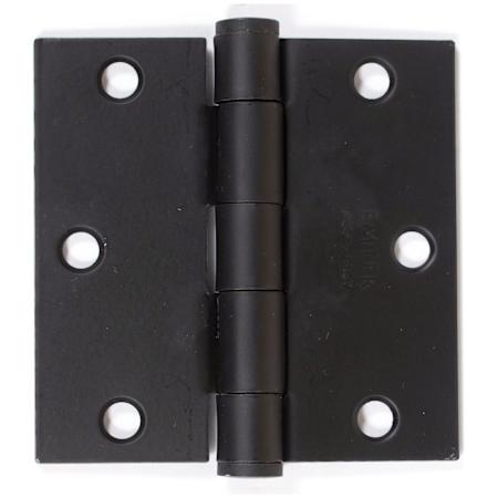 Emtek 3.5" x 3.5" Square Corner Plain Bearing Mortise Hinge - Pair Flat Black