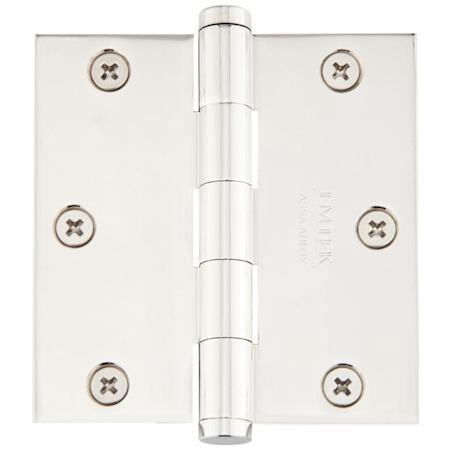 Emtek 3.5" x 3.5" Square Corner Plain Bearing Mortise Hinge - Pair Polished Nickel