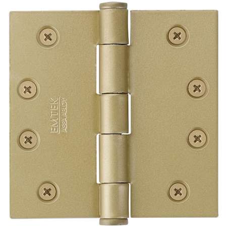 Emtek 4.5" x 4.5" Square Corner Plain Bearing Mortise Hinge - Pair Satin Brass
