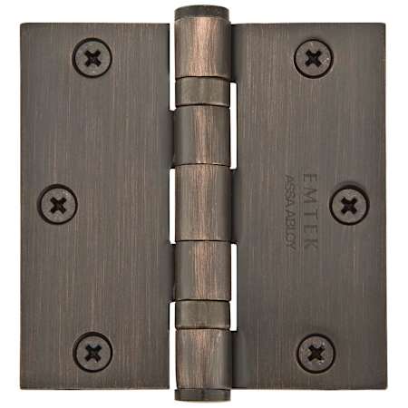 Emtek 3-1/2" x 3-1/2" Plated Steel Heavy Duty Square Corner Ball Bearing Hinges - Pair Oil Rubbed Bronze