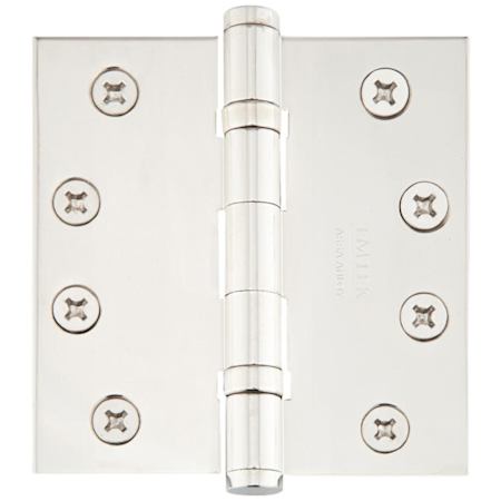 Emtek 4.5" x 4.5" Square Corner Ball Bearing Mortise Hinge - Pair Polished Nickel