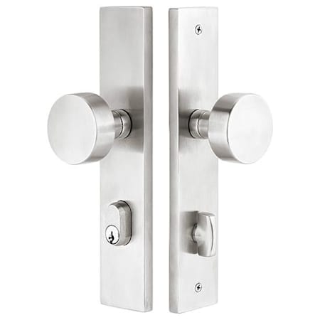 Emtek 10 Inch Stretto Single Cylinder Keyed Sideplate Entry Set from the Stainless Steel Collection Brushed Stainless Steel