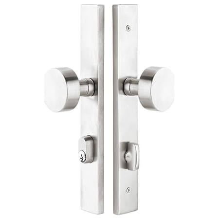 Emtek 11 Inch Stretto Single Cylinder Keyed Sideplate Entry Set from the Stainless Steel Collection Brushed Stainless Steel