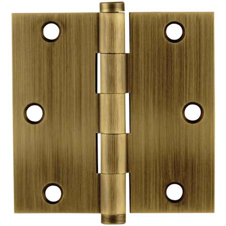 Emtek 3.5" x 3.5" Solid Brass Square Corner Plain Bearing Mortise Hinge - Pair French Antique