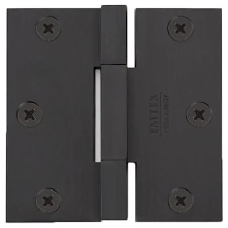 Emtek 3.5" x 3.5" Solid Brass Heavy Duty Square Corner Plain Bearing Door Hinge - Pair Flat Black