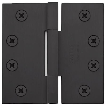 Emtek 4" x 4" Solid Brass Heavy Duty Square Corner Plain Bearing Door Hinge - Pair Flat Black