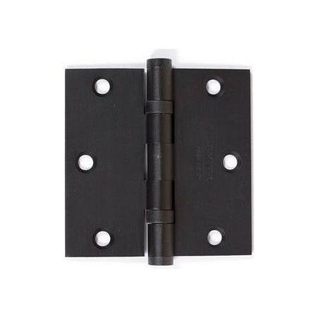 Emtek 3.5" x 3.5" Solid Brass Square Corner Ball Bearing Mortise Hinge - Pair Flat Black
