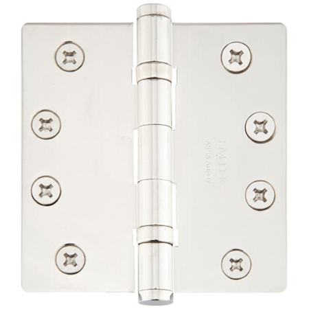 Emtek 4.5" x 4.5" Solid Brass Square Corner Ball Bearing Mortise Hinge - Pair Polished Nickel