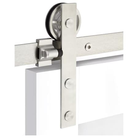 Emtek Modern Rectangular 60 Inch Face Mount Barn Door Hardware Set - Includes Track, Hangers, and Matching Hardware Brushed Stainless Steel