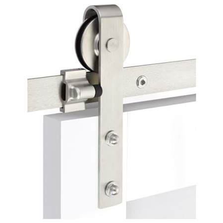 Emtek Classic 96 Inch Face Mount Barn Door Hardware Set - Includes Track, Hangers, and Matching Hardware Brushed Stainless Steel