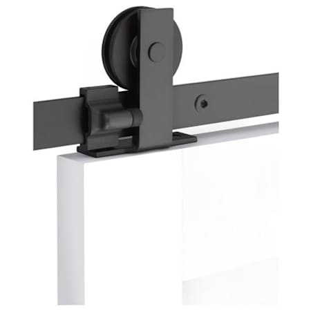 Emtek Modern Rectangular 78 Inch Top Mount Double Barn Door Hardware Set - Includes Track, Hangers, and Matching Hardware Flat Black