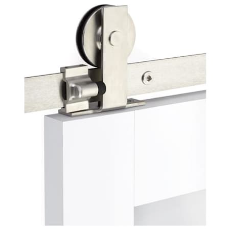 Emtek Modern Rectangular 78 Inch Top Mount Barn Door Hardware Set - Includes Track, Hangers, and Matching Hardware Brushed Stainless Steel