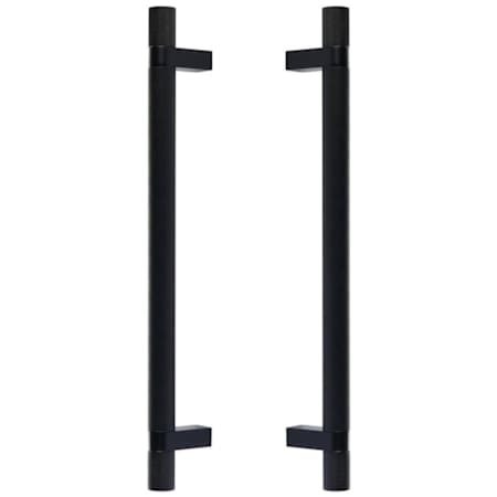Emtek Back to Back Knurled 12 Inch Center to Center Bar Appliance Pull with Rectangular Bar Stem from the SELECT Collection - Pair Flat Black / Flat Black Stem
