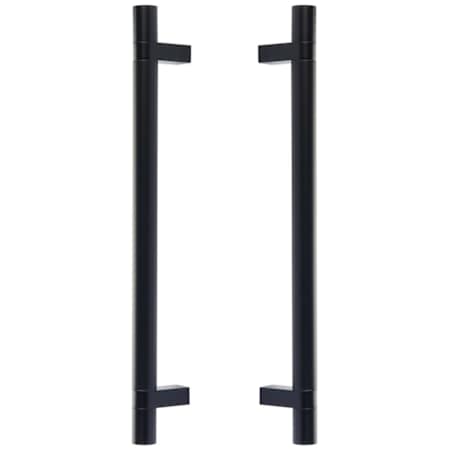 Emtek Back to Back Smooth 12 Inch Center to Center Bar Appliance Pull with Rectangular Bar Stem from the SELECT Collection - Pair Flat Black / Flat Black Stem