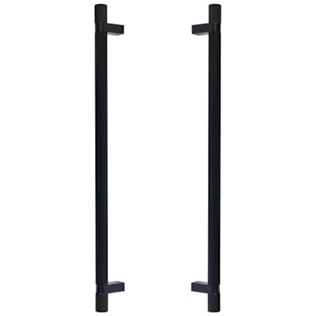 Emtek Back to Back Knurled 18 Inch Center to Center Bar Appliance Pull with Rectangular Bar Stem from the SELECT Collection - Pair Flat Black / Flat Black Stem