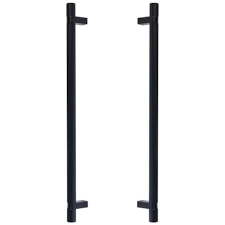 Emtek Back to Back Smooth 18 Inch Center to Center Bar Appliance Pull with Rectangular Bar Stem from the SELECT Collection - Pair Flat Black / Flat Black Stem