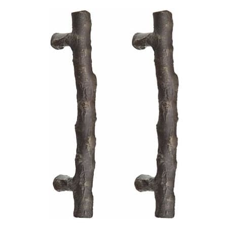 Emtek Twig 8 Inch Center to Center Door Pull Set from the Sandcast Bronze Collection - Back to Back Mounting Medium Bronze