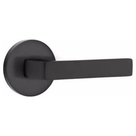 Emtek Dumont Passage Door Lever Set with Disk Rose and Concealed Screws from the Brass Modern Collection Flat Black