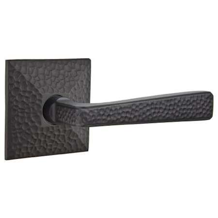 Emtek Hammered Lever Passage Door Leverset from the Arts and Crafts Collection with the Concealed Screws Flat Black