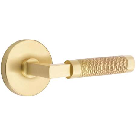 Emtek Knurled Passage Door Lever Set from the SELECT Brass Collection with Concealed Screws Satin Brass