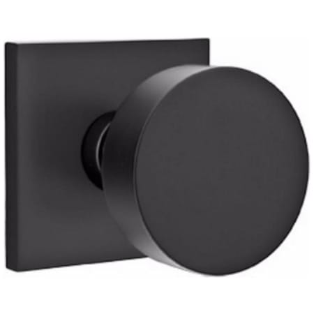 Emtek Round Passage Door Knob Set with Square Rose and Concealed Screws from the Brass Modern Collection Flat Black