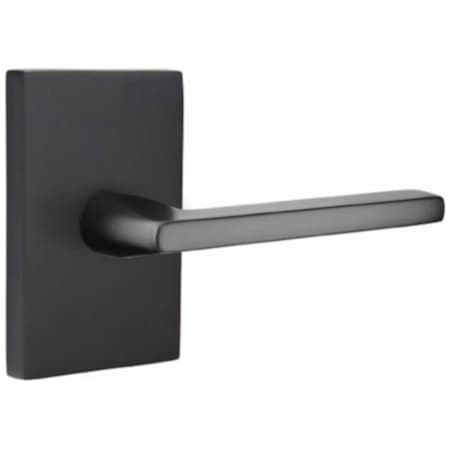 Emtek Helios Passage Door Lever Set with Modern Rectangular Rose and Concealed Screws from the Brass Modern Collection Flat Black